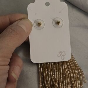 Gold beaded tasel earrings